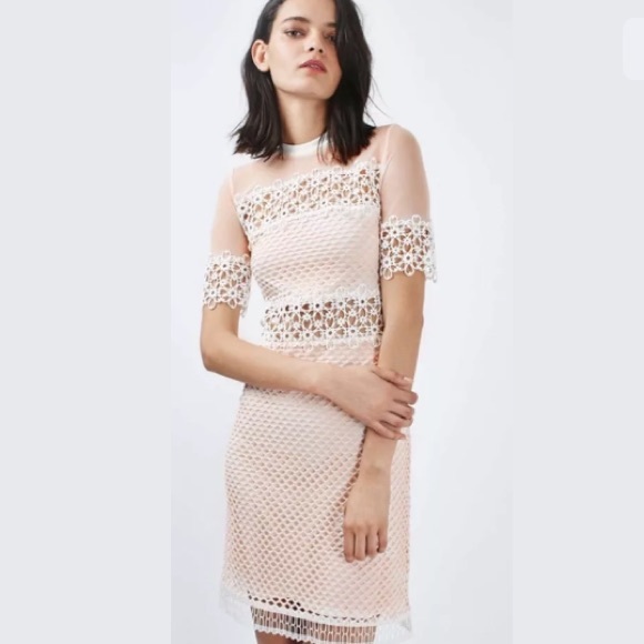 topshop pink lace dress